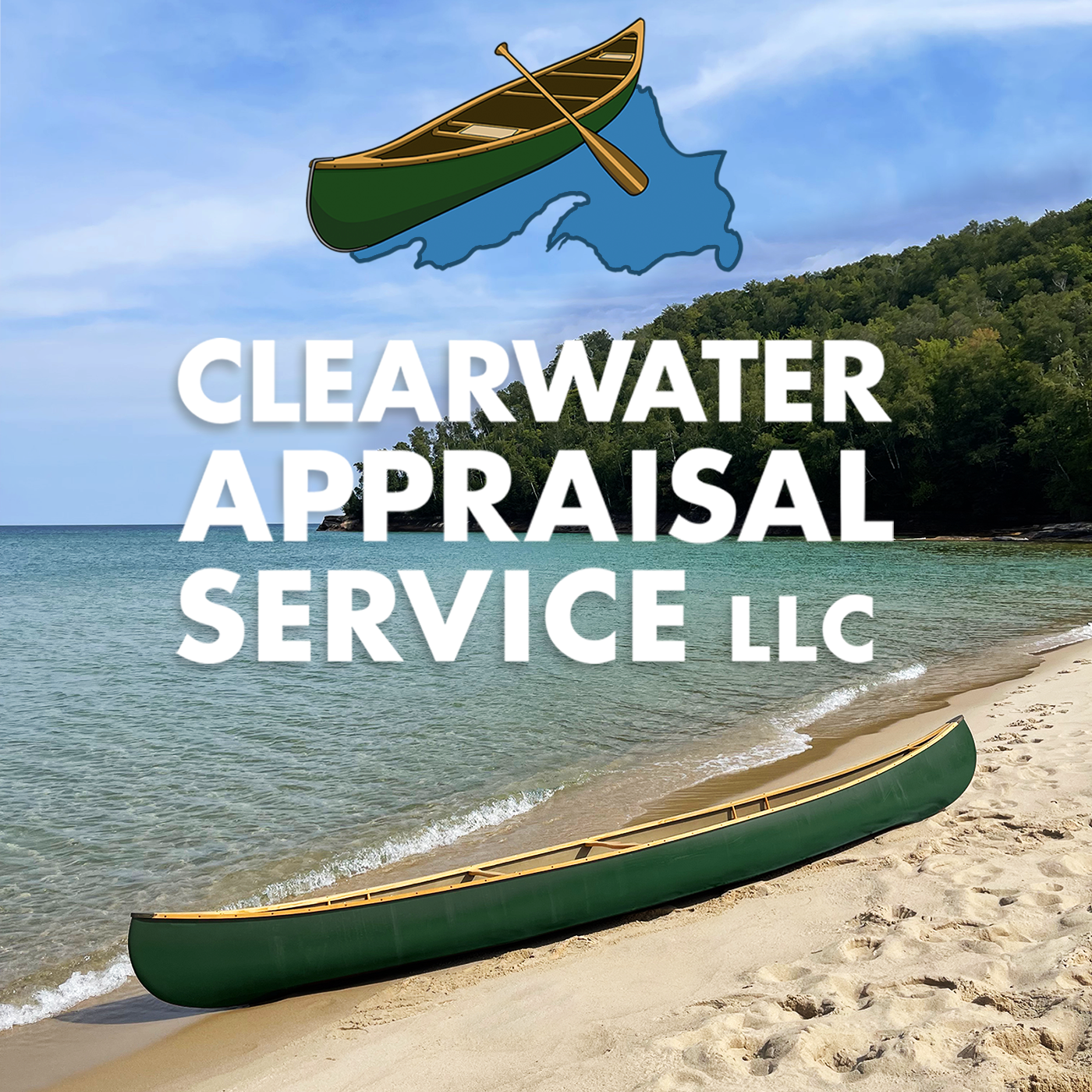 Clearwater Appraisal Service Logo Canoe at Lake Superior